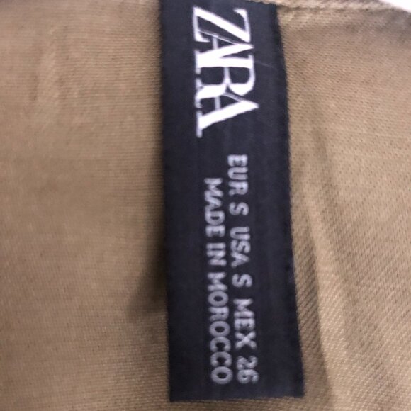 ZARA Olive Green Belted Button Shirt Mini Dress S - Picture 10 of 11